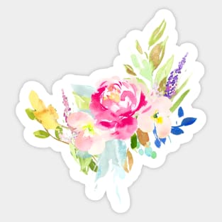 Floral Watercolor, Hot Pink Peony Sticker